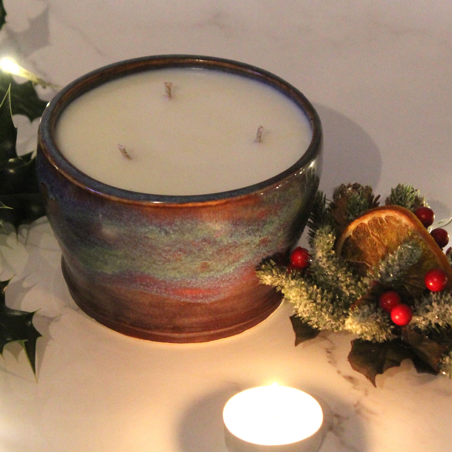 Large Christmas Spice Handmade Ceramic Candle