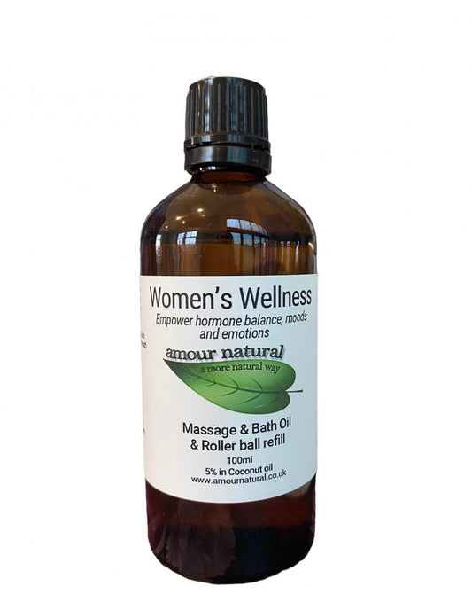 women-s-wellness-massage-&-bath-oil-&-roller-ball-refill-100ml-amour-natural