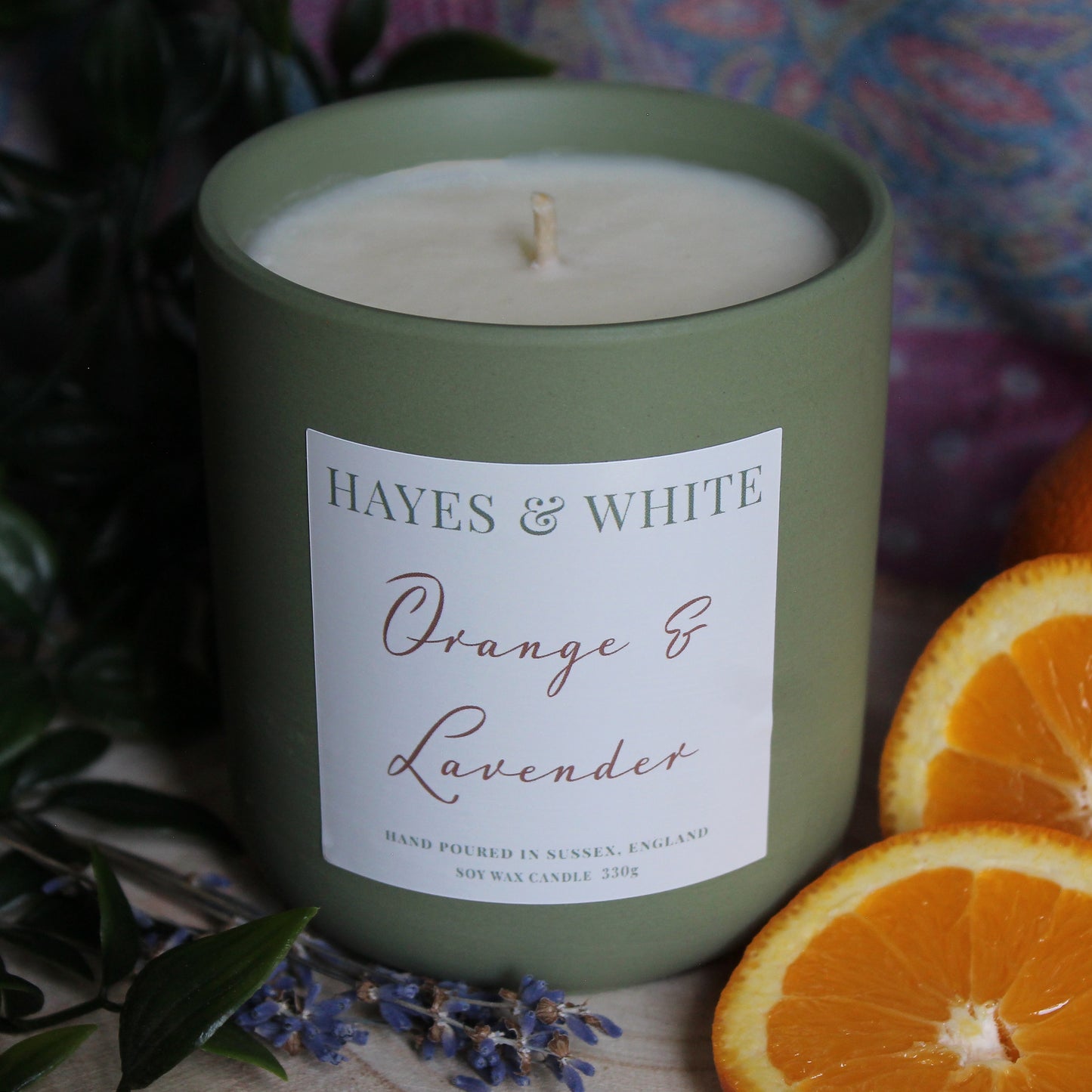Orange & Lavender 330g Pastel Green