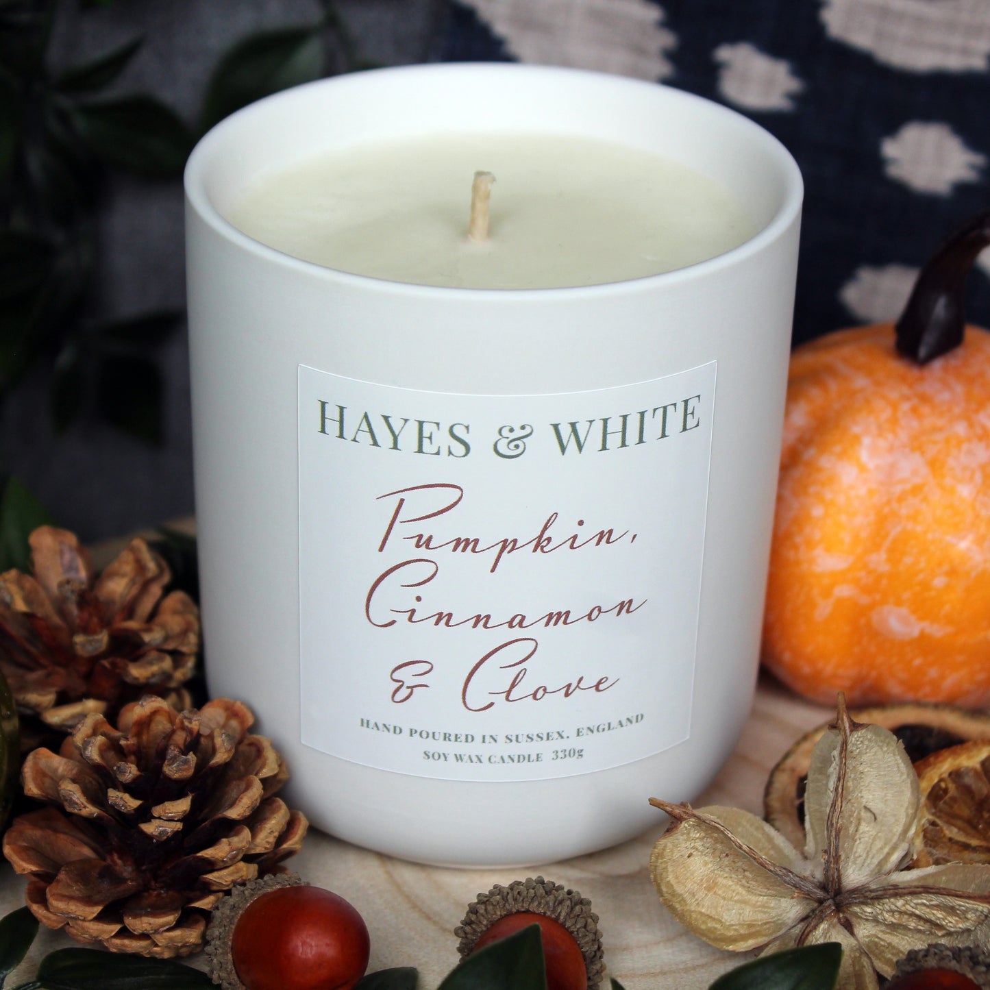 Pumpkin, Cinnamon & Clove 330g Pastel White