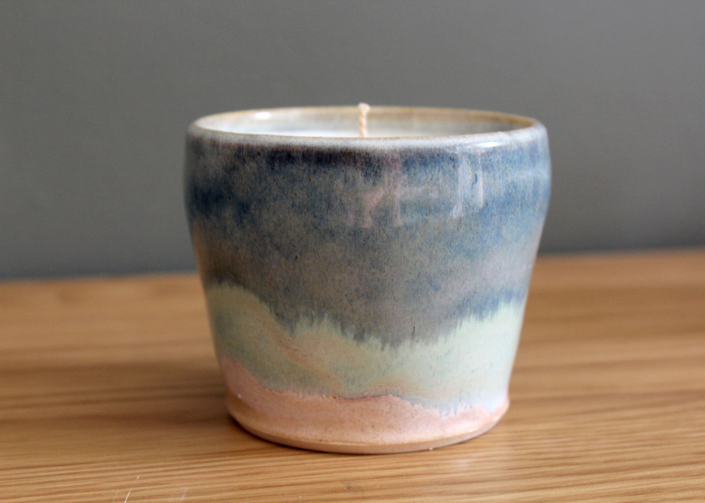 Ceramic Candle – 250g – Blue, Green & Pink Finish