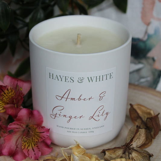 Amber & Ginger Lily 330g Pastel White