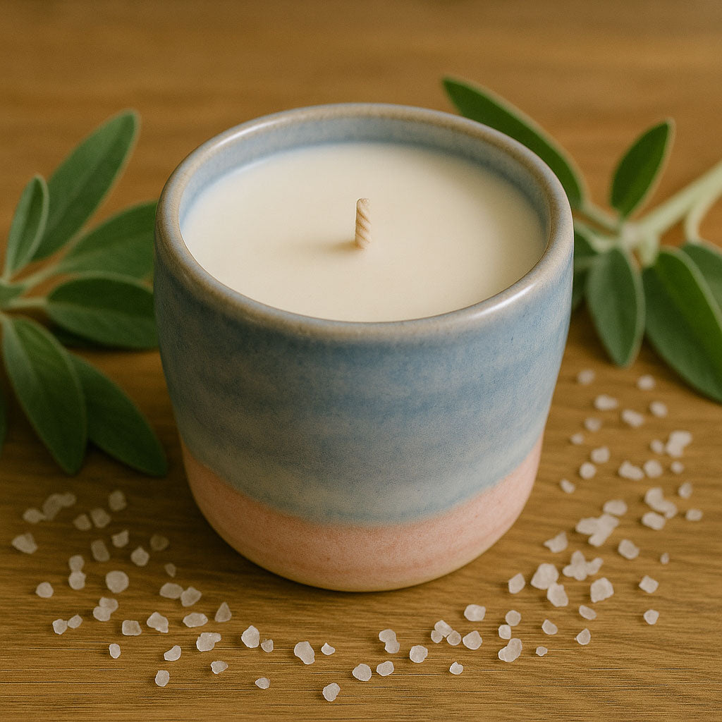 Ceramic Candle – 250g – Blue, Green & Pink Finish