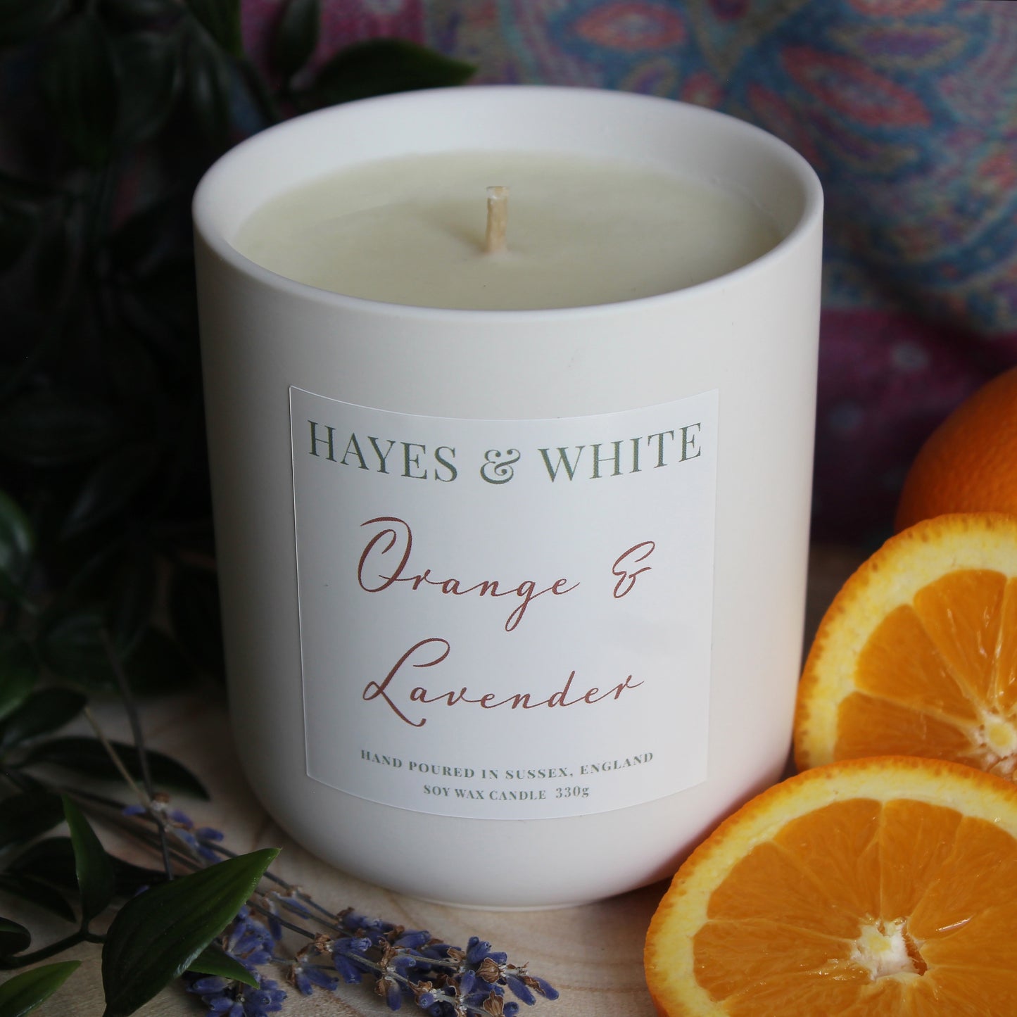 Orange & Lavender 330g Pastel White