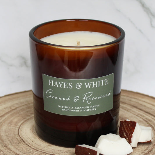 Coconut & Rosewood Soy Wax Candle  | Hand-Poured | Handmade in Sussex