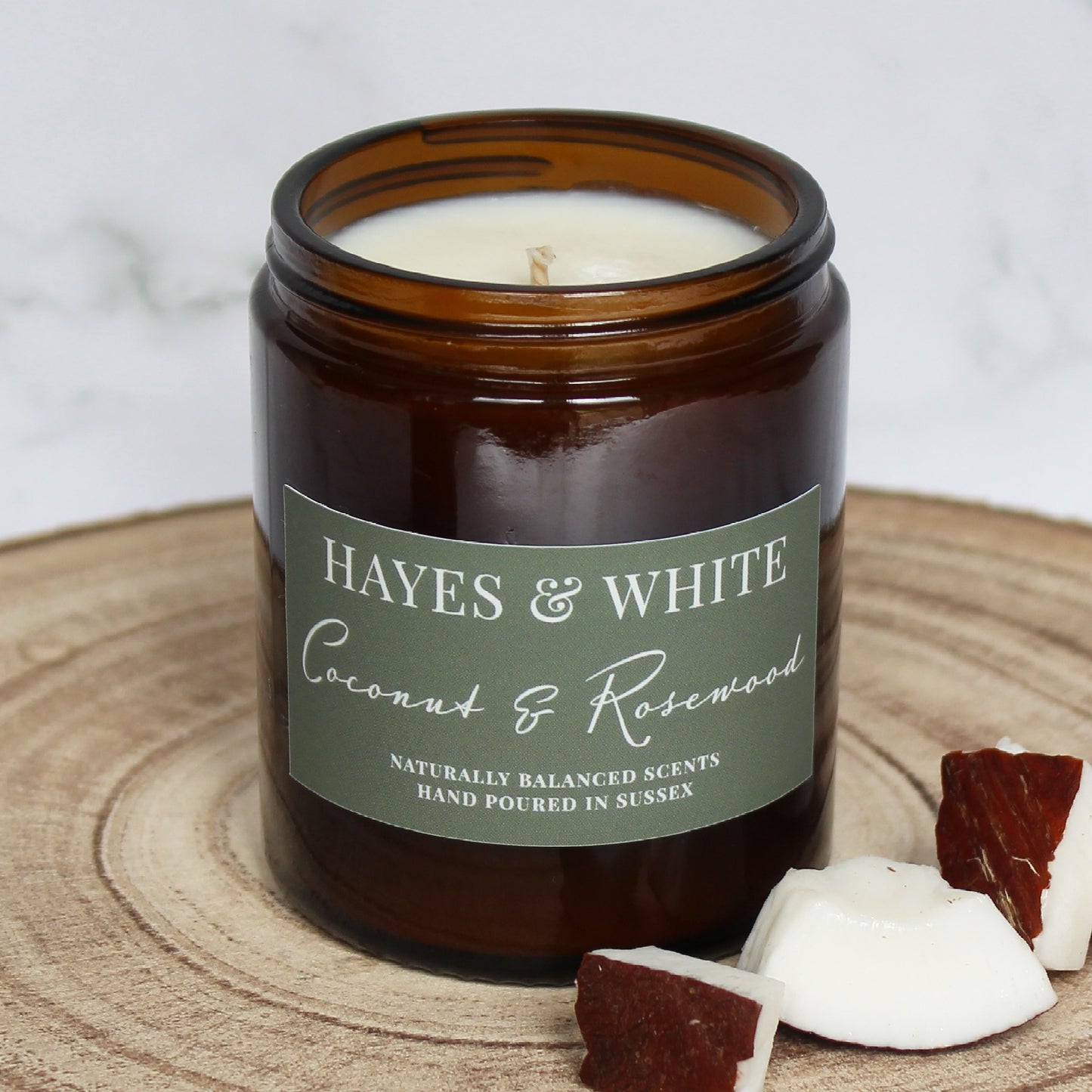 Coconut & Rosewood Soy Wax Candle  | Hand-Poured | Handmade in Sussex