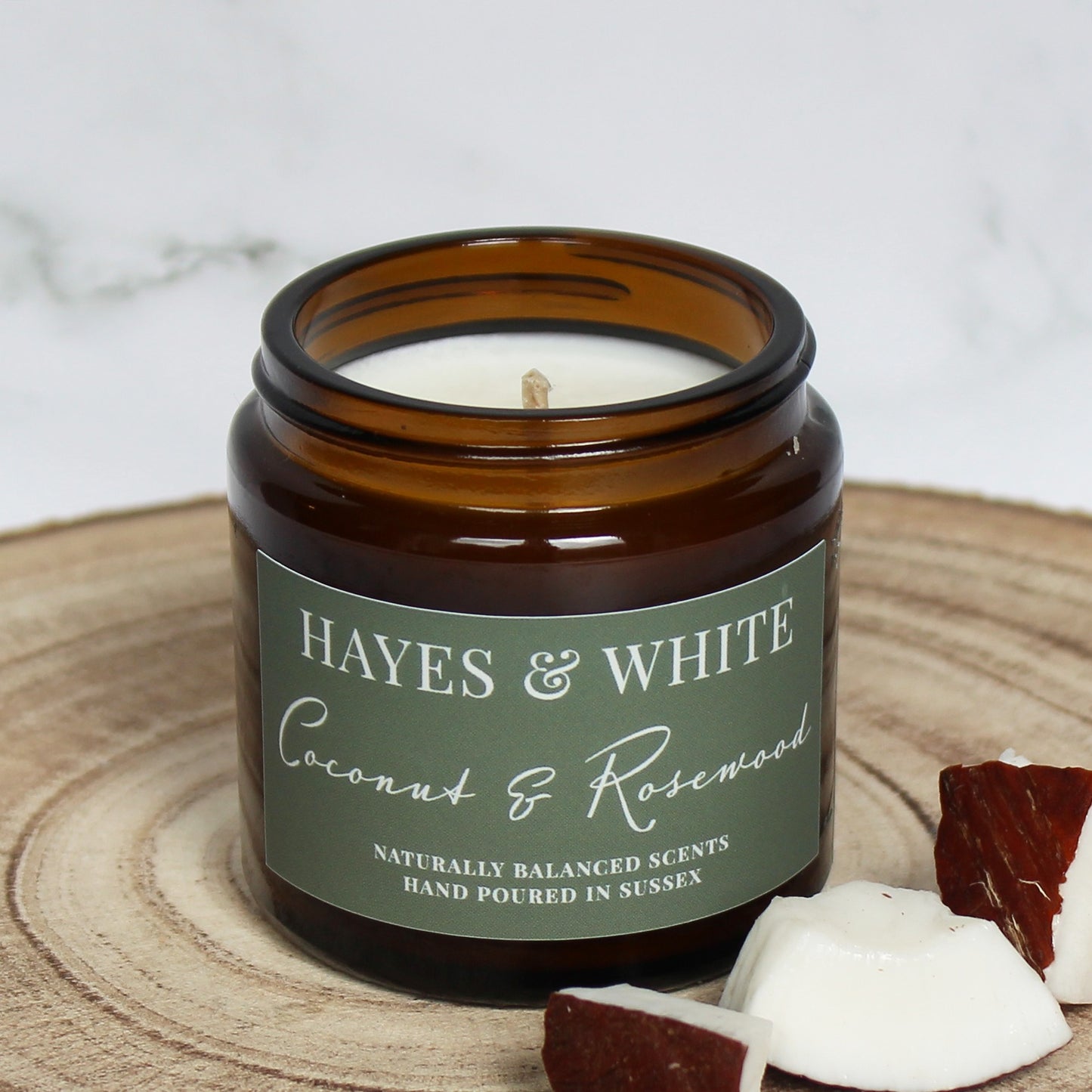 Coconut & Rosewood Soy Wax Candle  | Hand-Poured | Handmade in Sussex