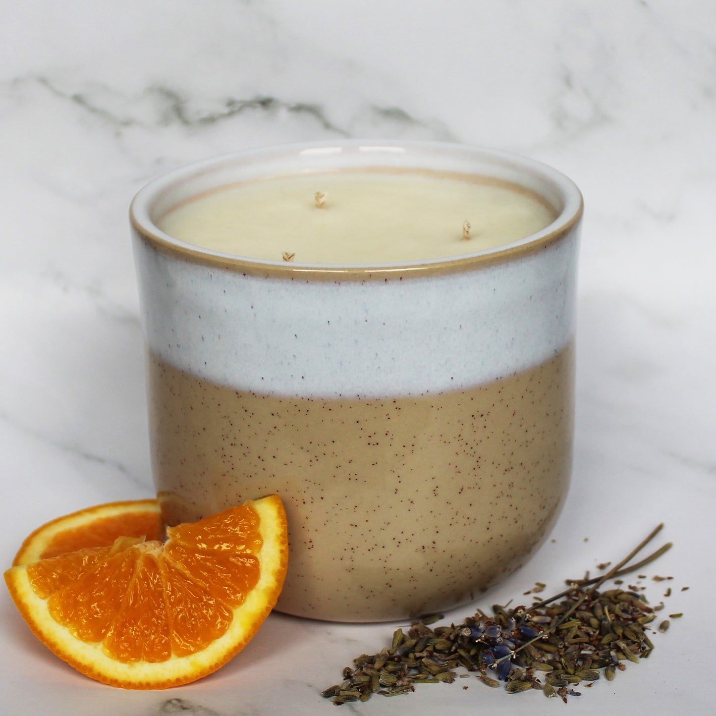 Orange & Lavender Soy Wax Candle | Large Ceramic | Handmade in Sussex