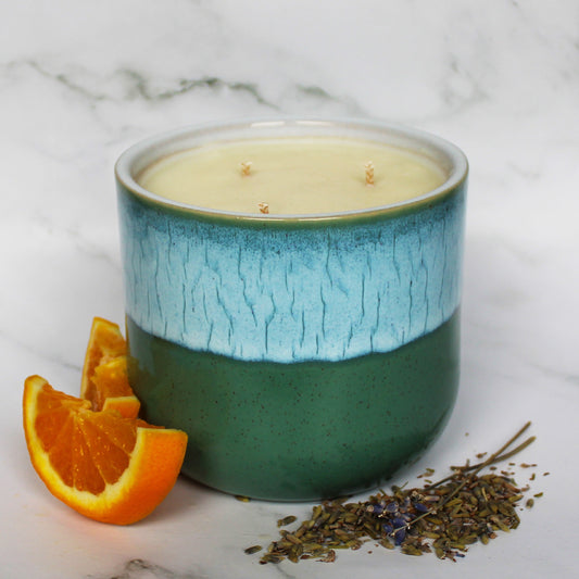 Orange & Lavender Soy Wax Candle | Large Ceramic | Handmade in Sussex