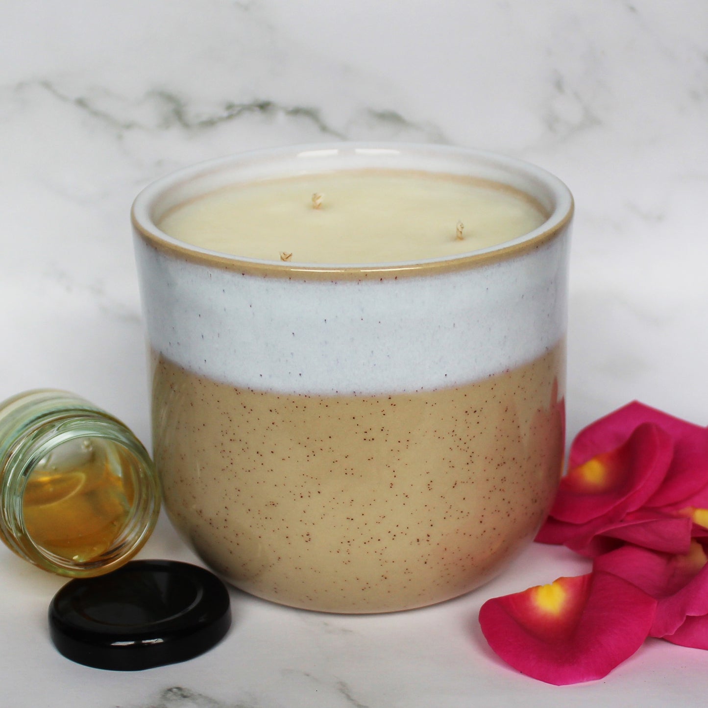 Rose & Amber Soy Wax Candle | Large Ceramic | Handmade in Sussex