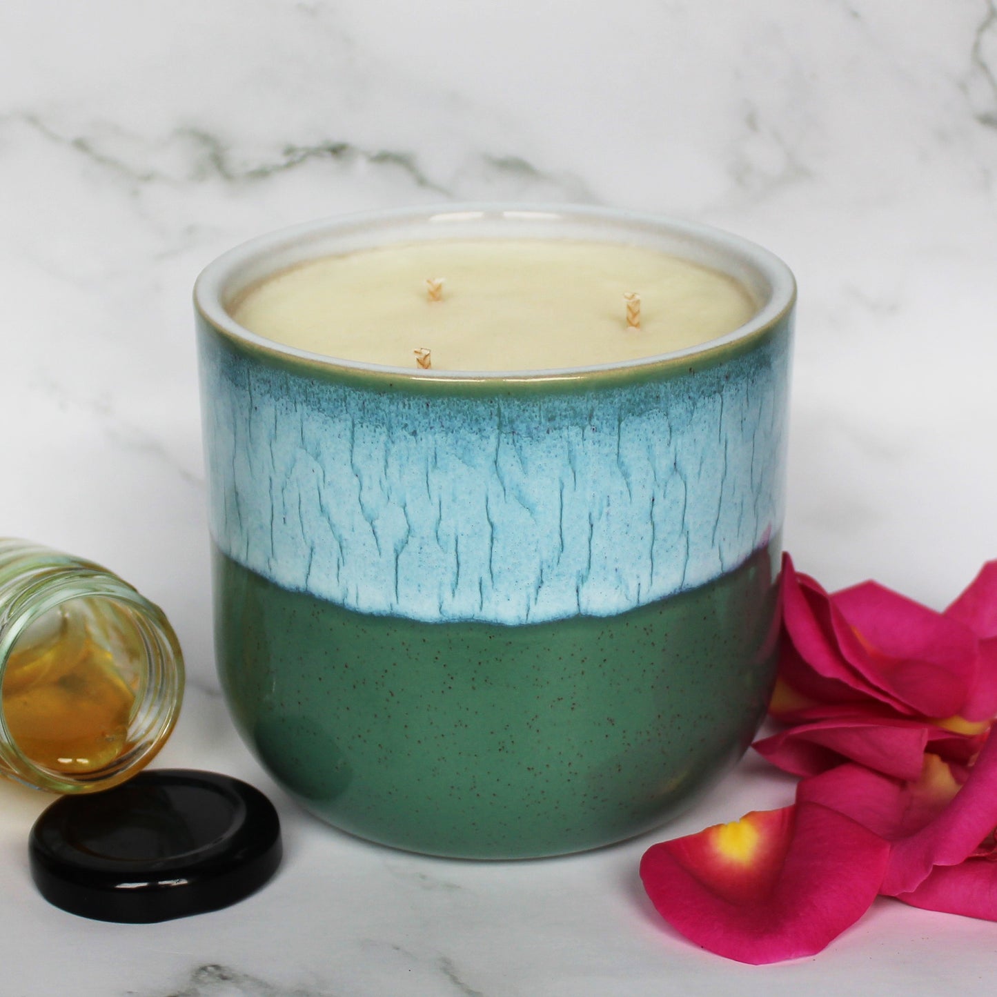 Rose & Amber Soy Wax Candle | Large Ceramic | Handmade in Sussex