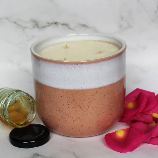 Rose & Amber Soy Wax Candle | Large Ceramic | Handmade in Sussex