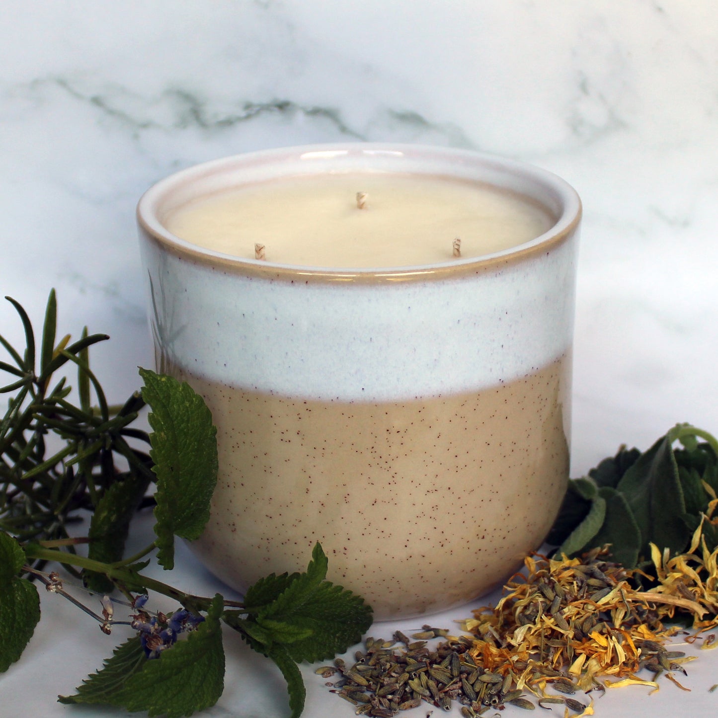 Essential Oil Candle Lavender & Sage | Large Ceramic | Handmade in Sussex