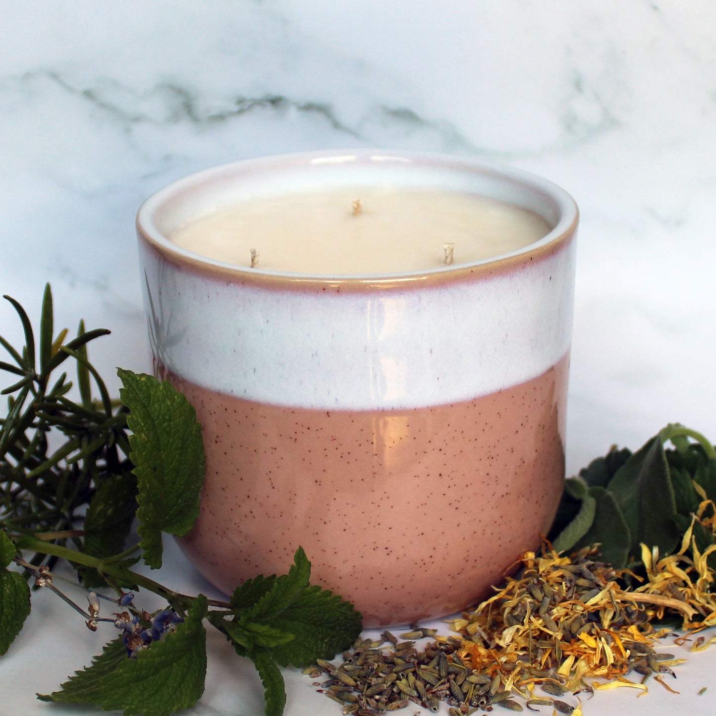 Essential Oil Candle Lavender & Sage | Large Ceramic | Handmade in Sussex