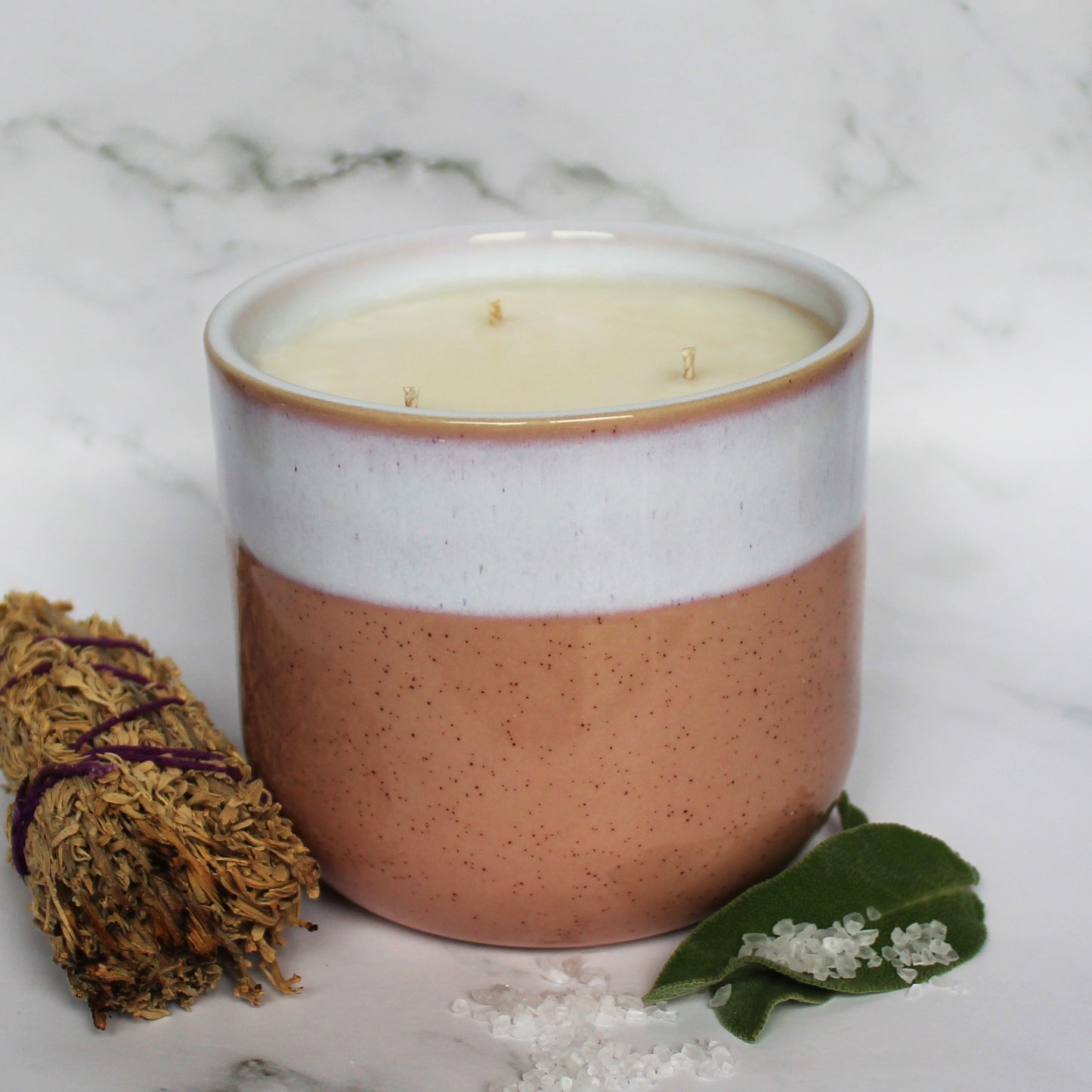 Sage & Sea Salt Soy Wax Candle | Large Ceramic | Handmade in Sussex