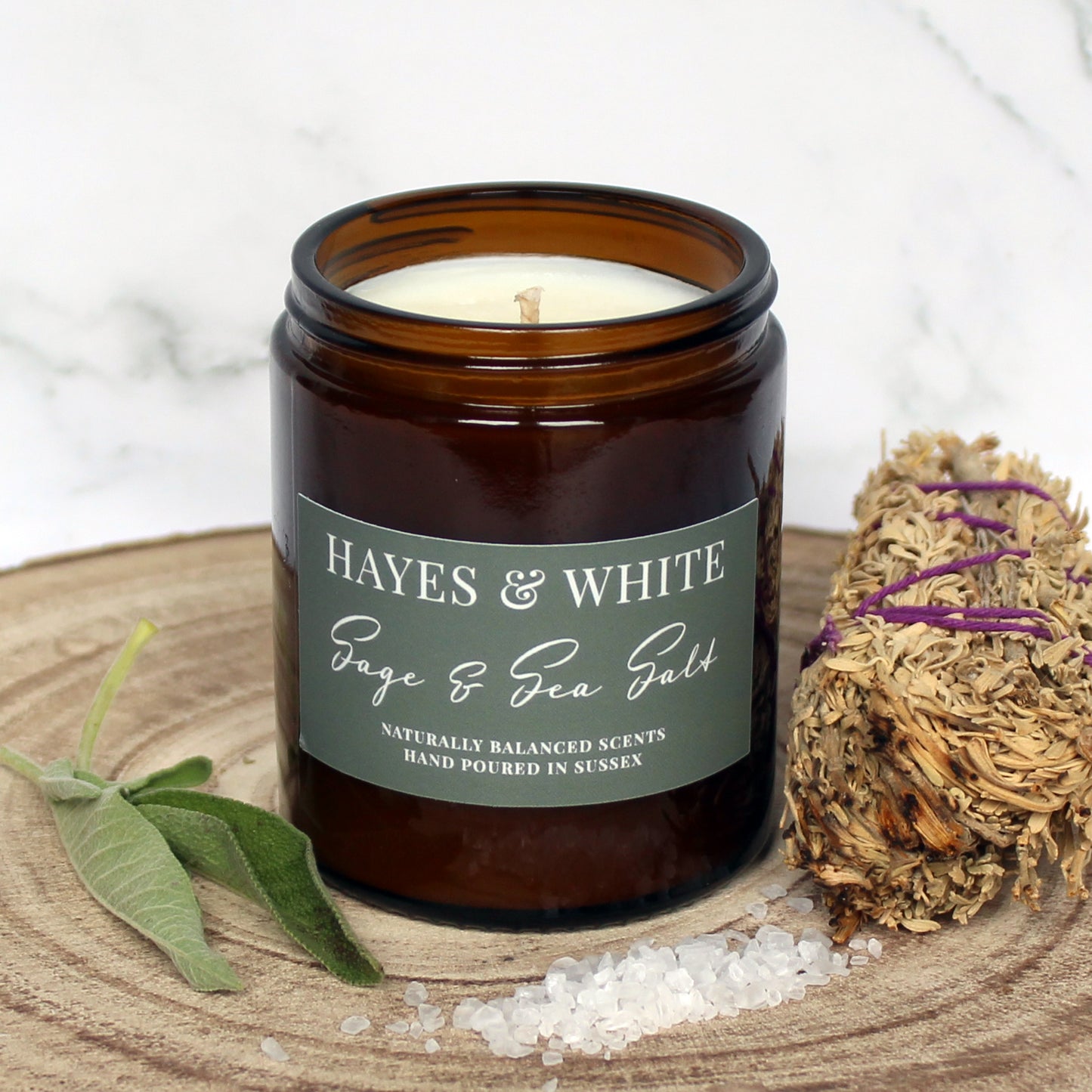 Sage & Sea Salt Soy Wax Candle | Hand-Poured | Handmade in Sussex