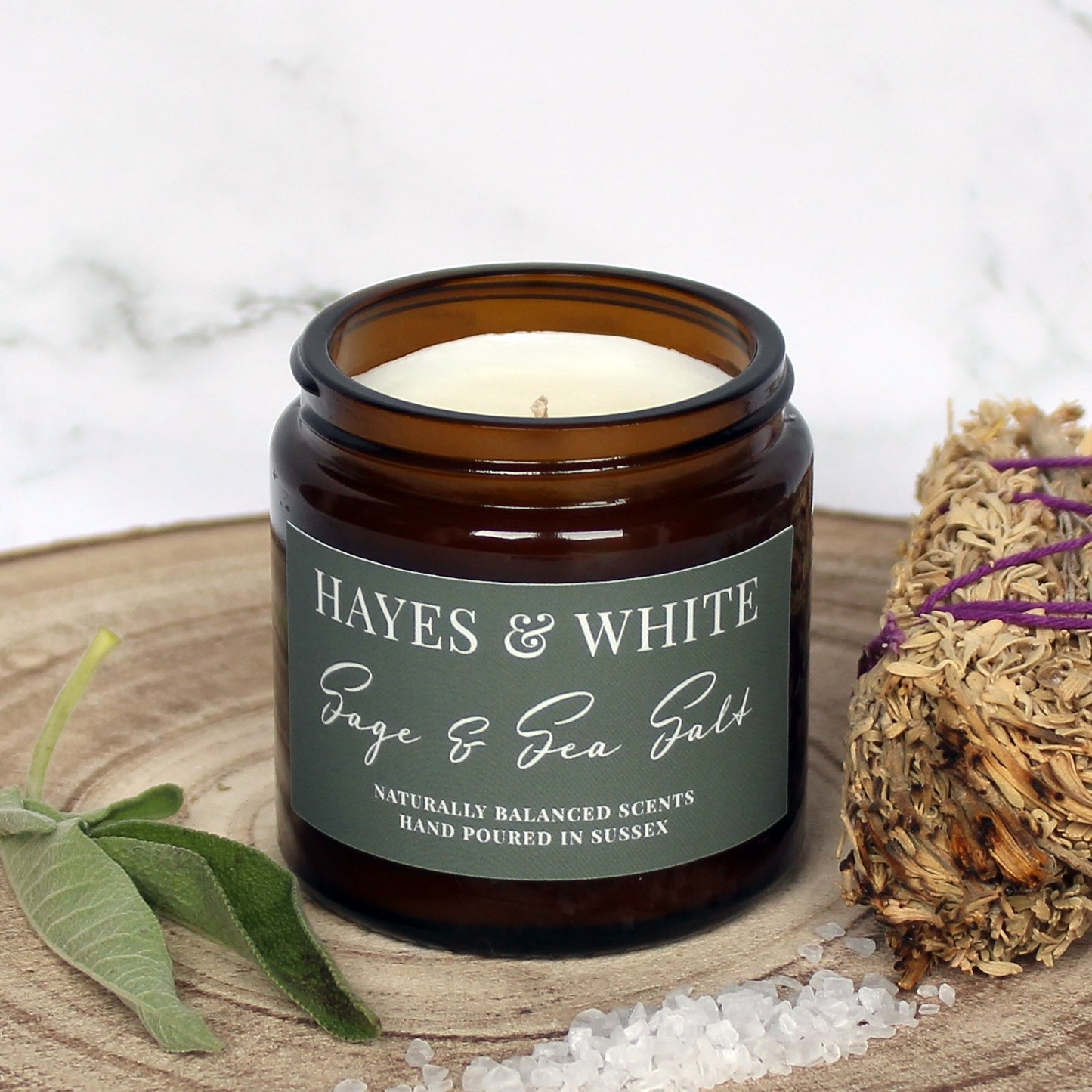 Sage & Sea Salt Soy Wax Candle | Hand-Poured | Handmade in Sussex